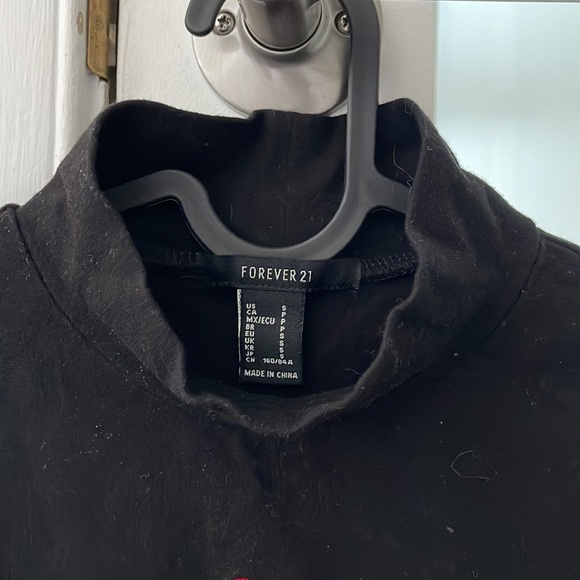 3 for $20 - Forever 21 Black Mock Neck Long Sleeve Top with Red Heart De… - Picture 4 of 5